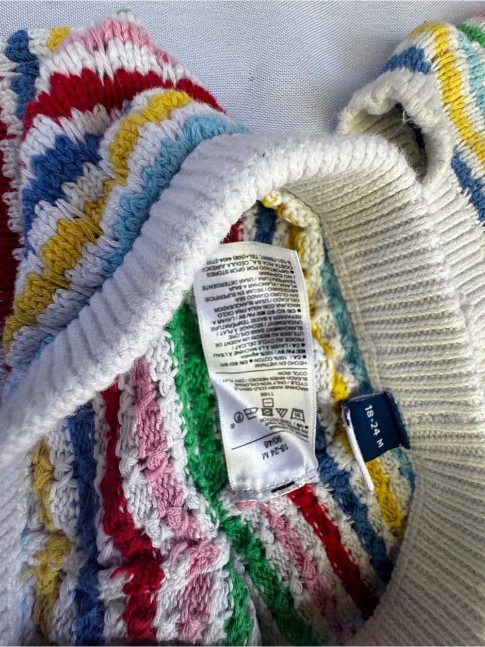 Old navy Girls mWhite Rainbow Stripe Knit Shorts - Casual Summer Bottoms 18-24 M